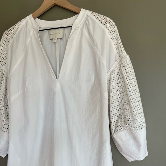 BROCHU WALKER Koren Dress White Size XS Eyelet Lace Oversized Relaxed Chic Crisp - Picture 8 of 16